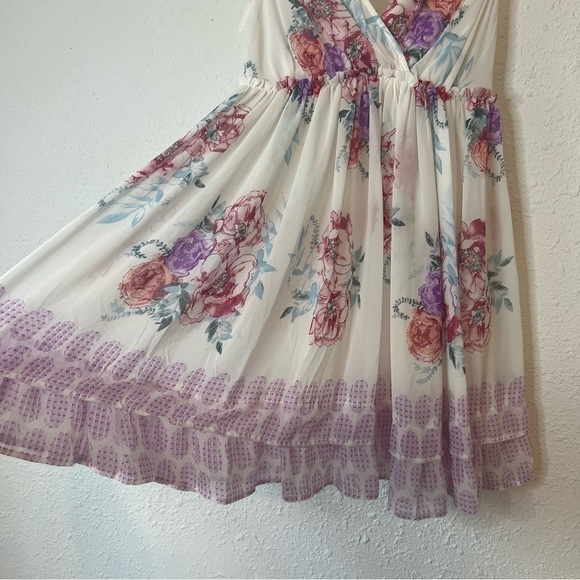 Free People Spring Fever White Floral Print Mini Dress Small - Picture 5 of 9